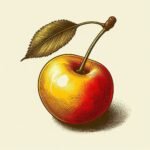 dessin cerise jaune rouge pépinière fruitier La Ferme de Margaux