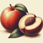 dessin peche rose pépinière fruitier La Ferme de Margaux